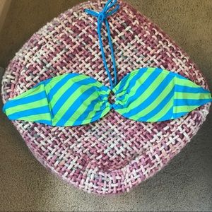So Brand Striped Tie Swim Top